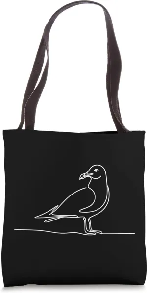Line Art Bird & Ornithologist Herring Gull Tote Bag
