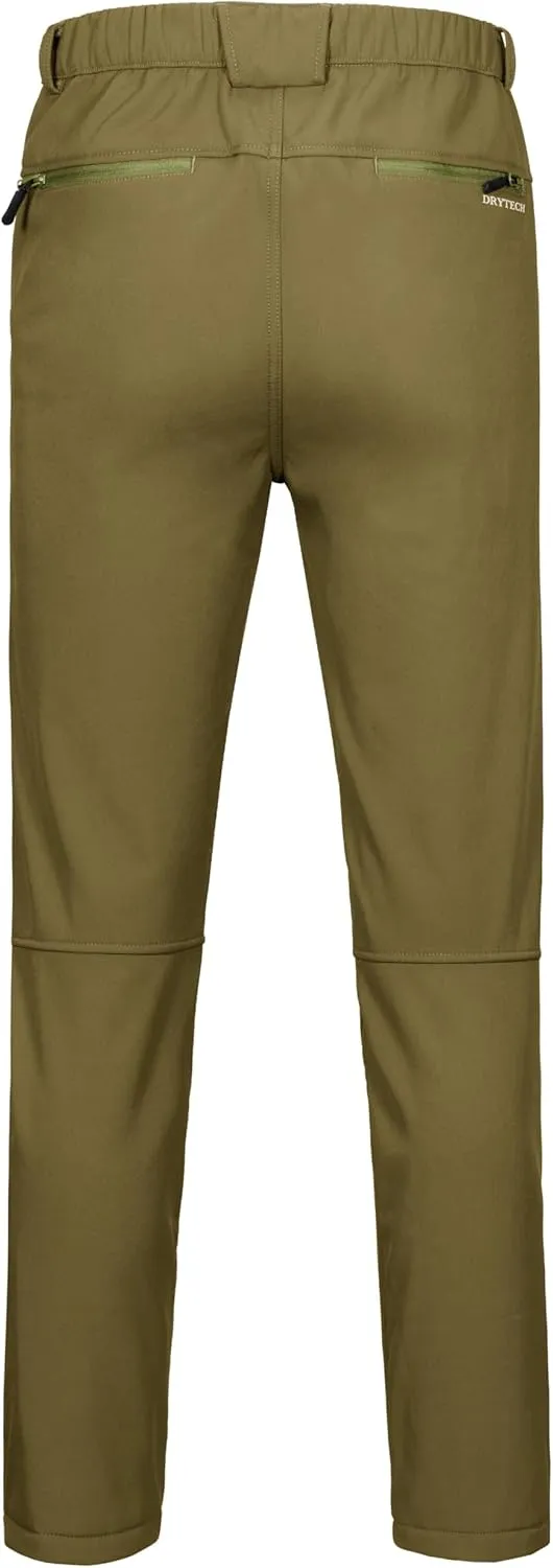Little Donkey Andy Men's Fleece Lined Hiking Ski Snow Pants, Winter Windproof Softshell Pants, Warm and Water Repellent