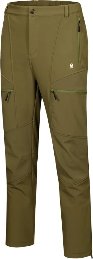 Little Donkey Andy Men's Fleece Lined Hiking Ski Snow Pants, Winter Windproof Softshell Pants, Warm and Water Repellent
