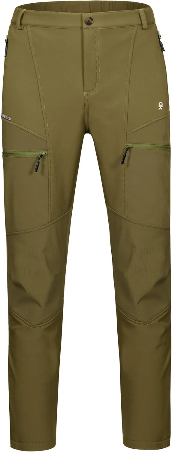 Little Donkey Andy Men's Fleece Lined Hiking Ski Snow Pants, Winter Windproof Softshell Pants, Warm and Water Repellent