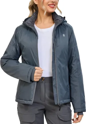 Little Donkey Andy Women's Heat Reflective Winter Warm Jackets with Hooded Water Resistant Windbreaker for Ski Snow Coat