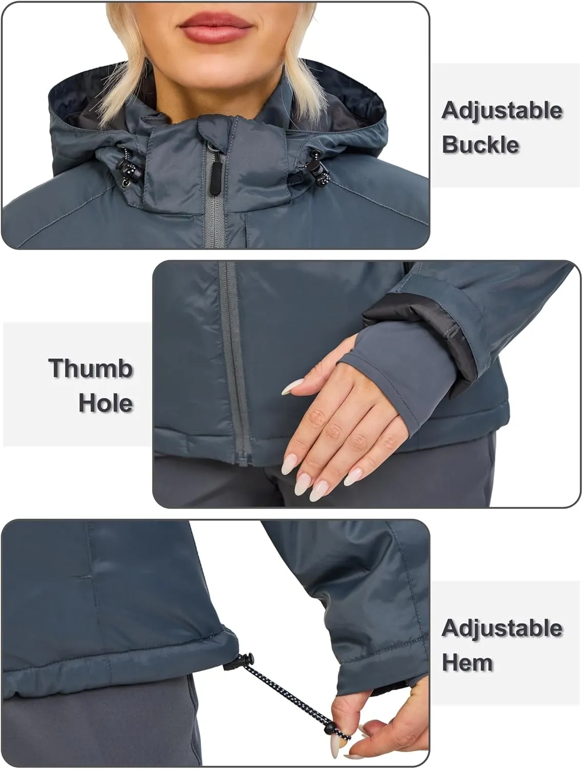 Little Donkey Andy Women's Heat Reflective Winter Warm Jackets with Hooded Water Resistant Windbreaker for Ski Snow Coat