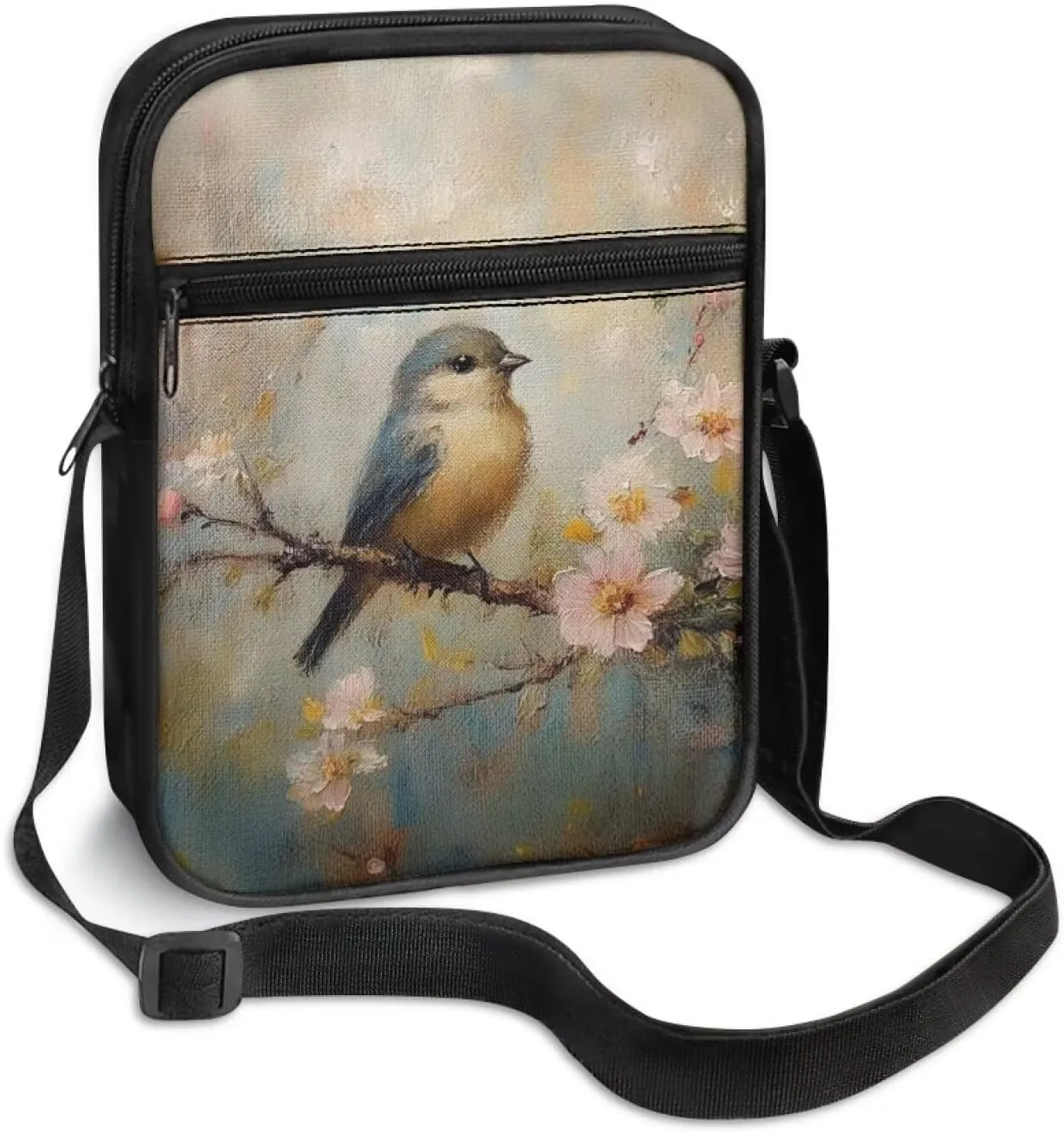 Little Messenger Bag Women's Lightweight Adjustable Strap Crossbody Purse with Zipper Pockets