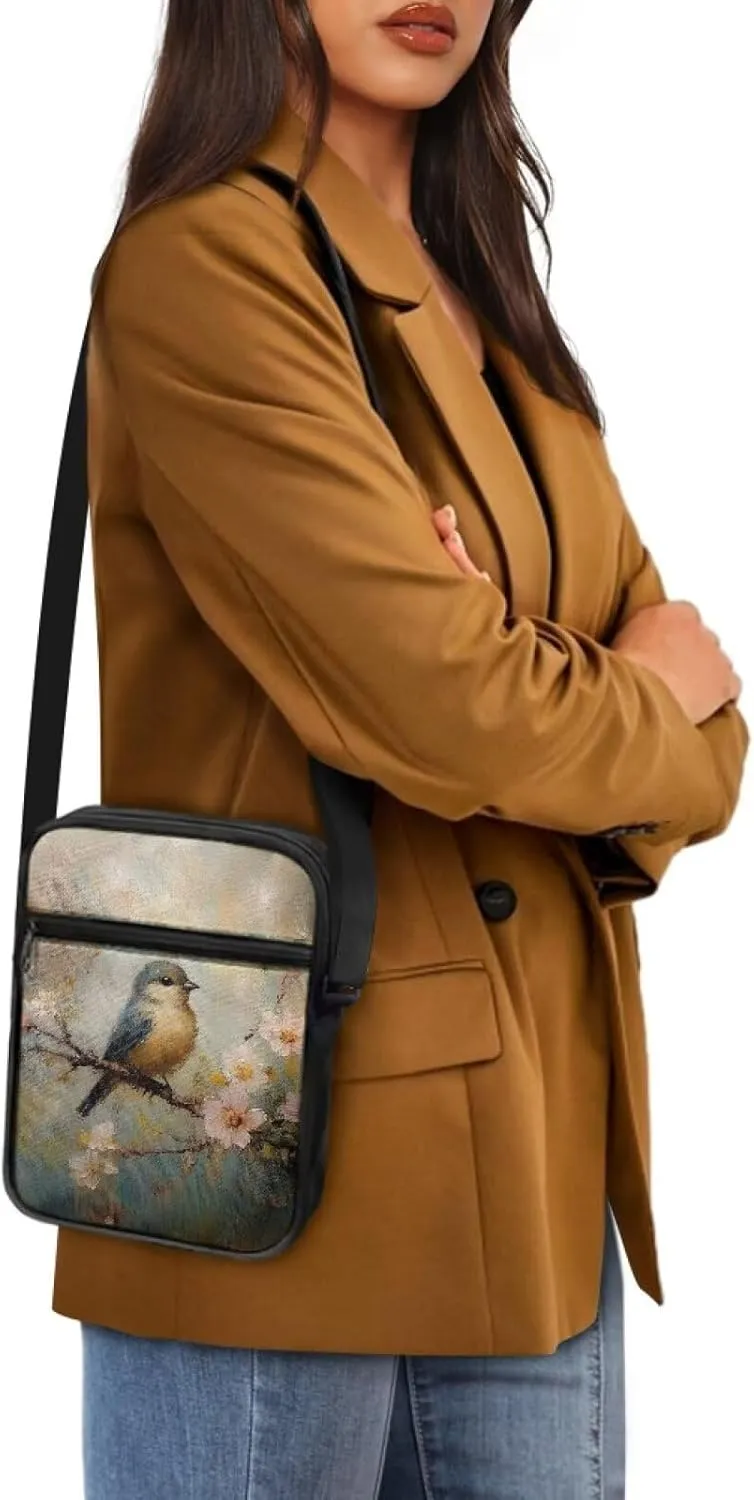 Little Messenger Bag Women's Lightweight Adjustable Strap Crossbody Purse with Zipper Pockets
