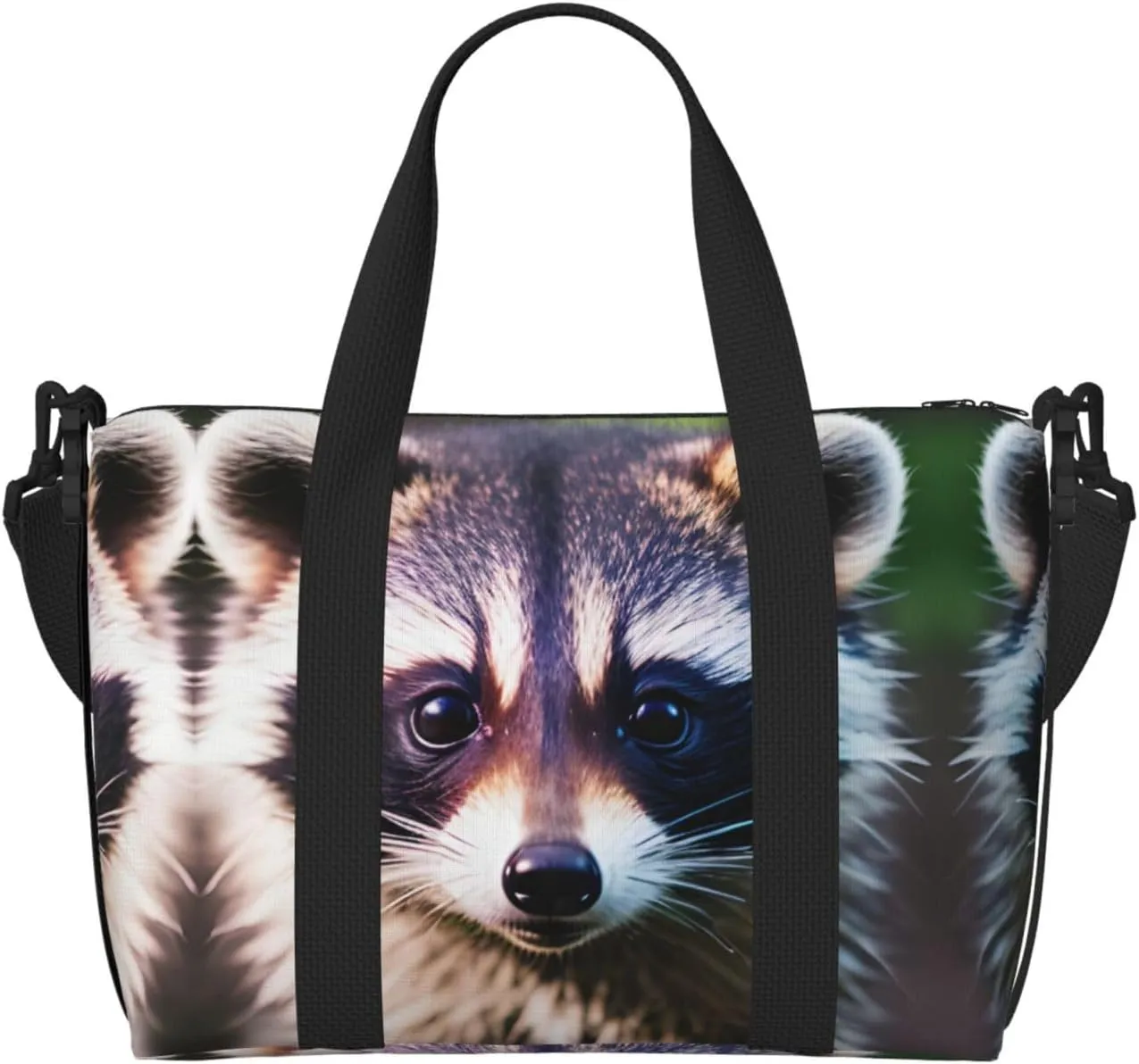 Little Raccoon Face 1 print Travel Duffel Bag,workout duffel bag, overnight shoulder Bag,Weekender Bag for Women Men
