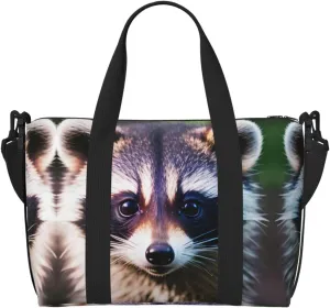 Little Raccoon Face 1 print Travel Duffel Bag,workout duffel bag, overnight shoulder Bag,Weekender Bag for Women Men