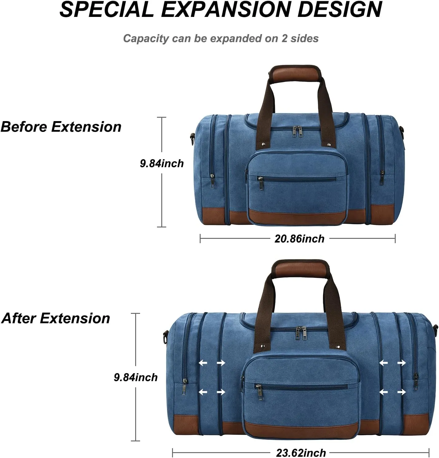Litvyak Duffle Bag for Travel, Canvas Travel Duffel Bags Overnight Weekend Gym Carry On Luggage Bag for Men & Women(Blue)