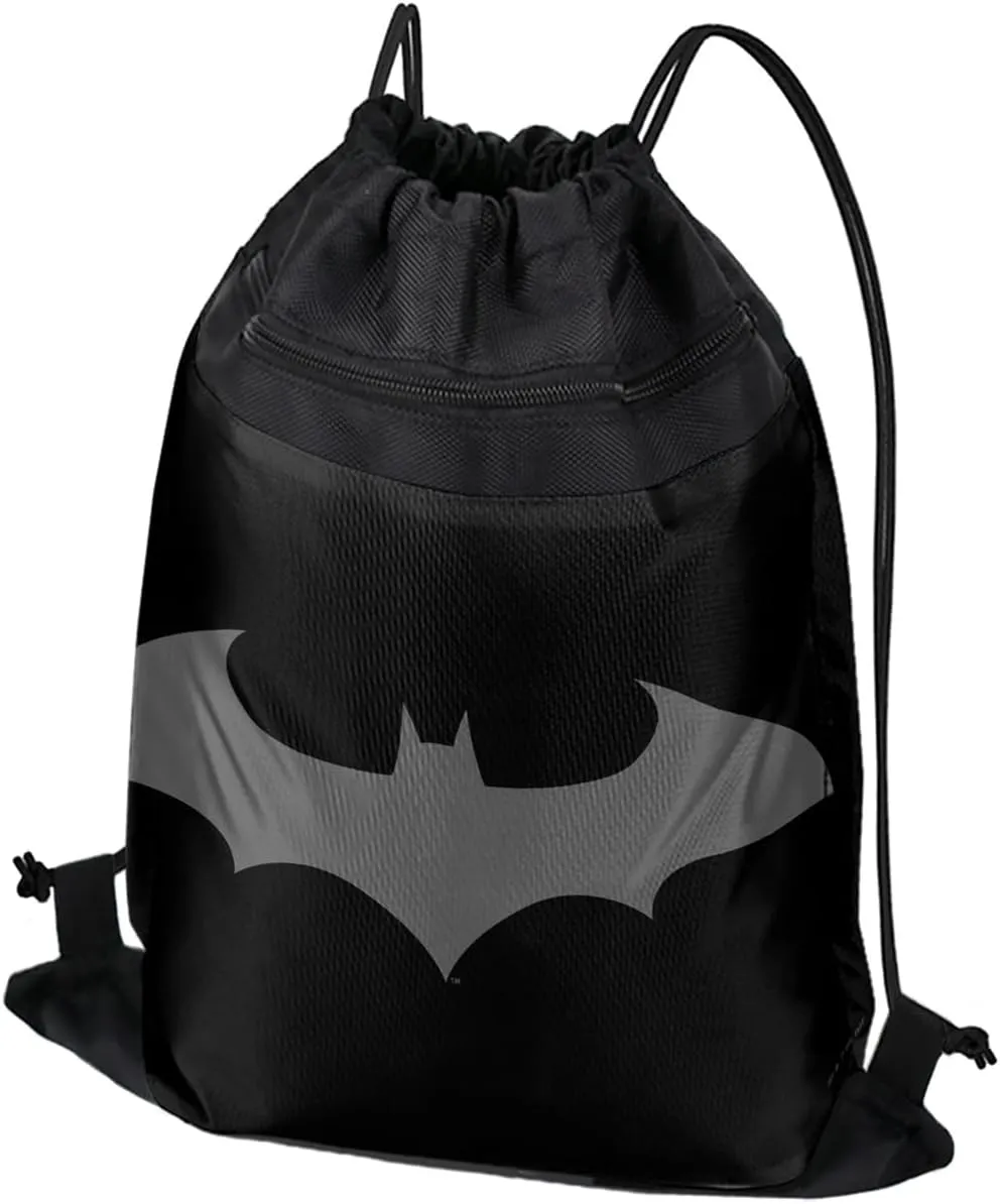 LOGOVISION Batman Hush Logo Drawstring Backpack Sports Bag Sackpack 17" x 13", Perfect for Gym, Yoga or Practice