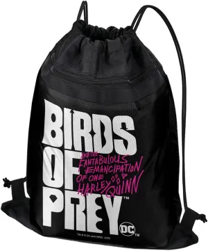 LOGOVISION Birds of Prey Movie Logo Drawstring Backpack Sports Bag Sackpack 17" x 13", Perfect for Gym, Yoga or Practice