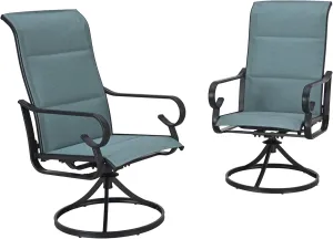 LOKATSE HOME High Back Textilene Outdoor Patio Swivel Chair Set of 2, 360° Mesh Rocker, for Backyard, Patio, Lawn, Garden