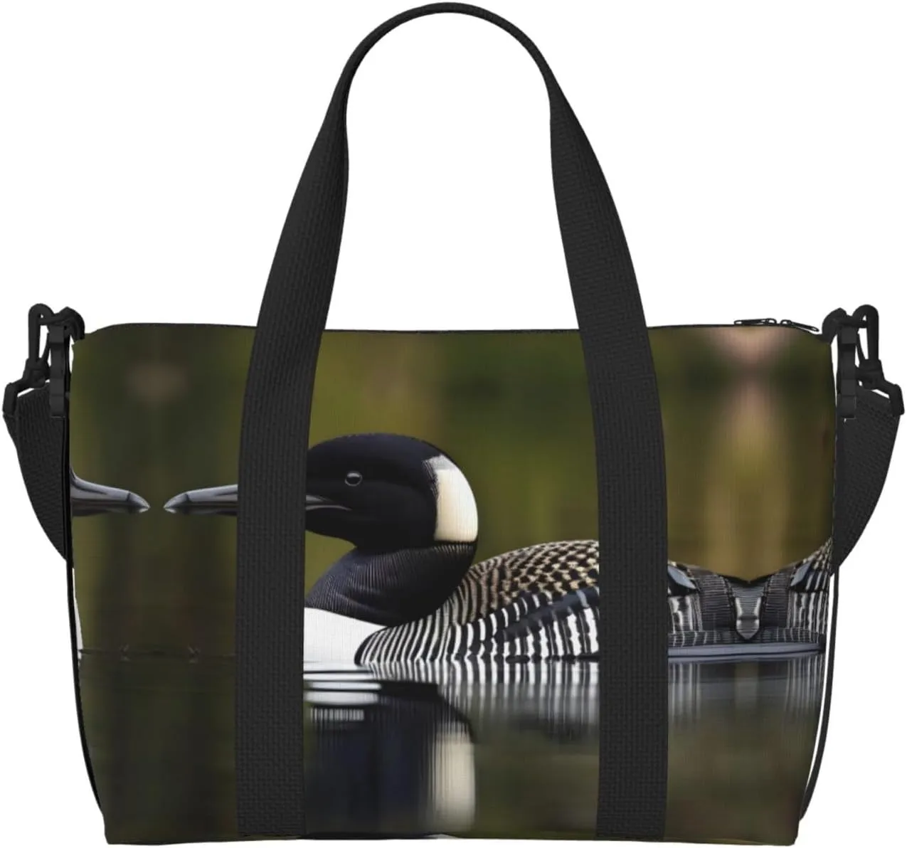 Loon Nature Bird print Travel Duffle Bag,Weekender Bags,Gym Duffel Bag,Luggage Duffle Overnight for Women Men