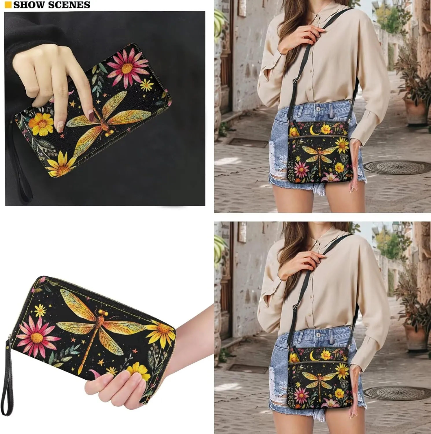 Lotusorchid Crossbody Purse and Wallet Set Leather Hobo Bag Shoulder Handbag Satchel Purse with Multi Pocket for Women