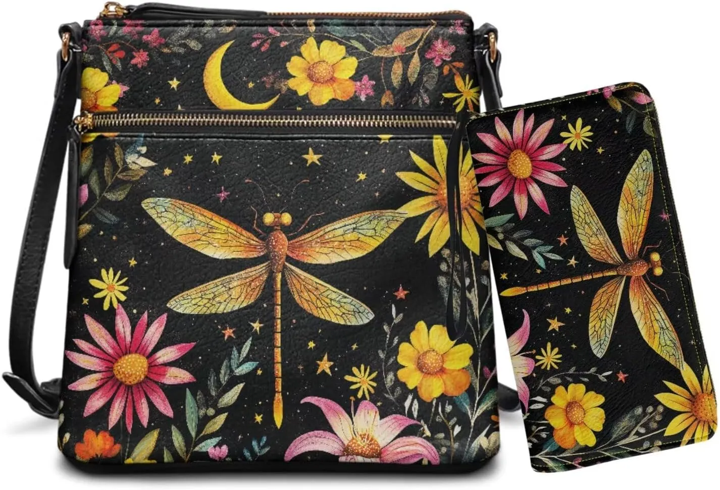 Lotusorchid Crossbody Purse and Wallet Set Leather Hobo Bag Shoulder Handbag Satchel Purse with Multi Pocket for Women