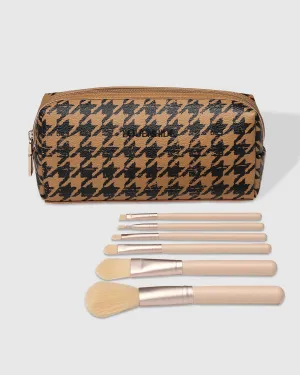LOUENHIDE Brianna Makeup Bag - Houndstooth Camel