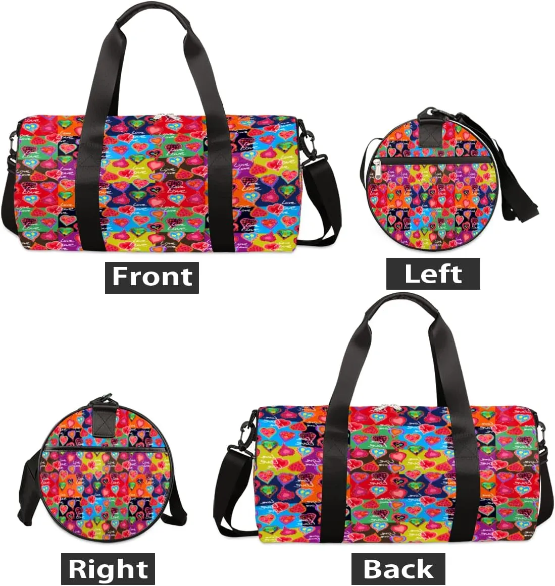 Love Heart Colorful Gym Bag Small Gym Duffel Bags for Men Women Overnight Weekender Bag Lightweight Sport Duffle Bag Carry On Gymbag