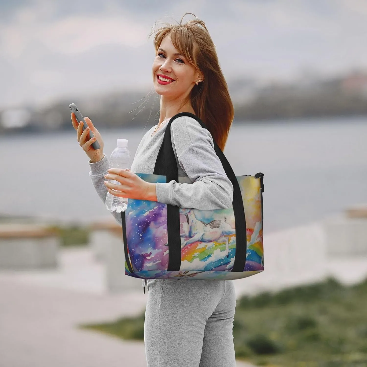 Lovely cute watercolor Antelope print Travel Duffel Bag, Sports Tote Gym Bag, Swim Pool Bag Large Shoulder Tote Bag for Beach Weekender