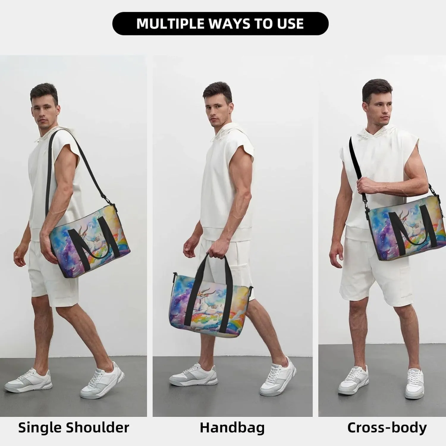 Lovely cute watercolor Antelope print Travel Duffel Bag, Sports Tote Gym Bag, Swim Pool Bag Large Shoulder Tote Bag for Beach Weekender
