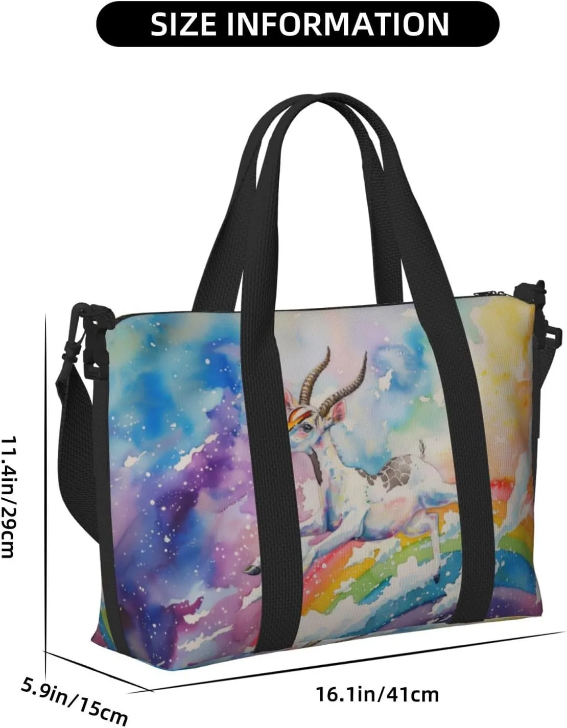 Lovely cute watercolor Antelope print Travel Duffel Bag, Sports Tote Gym Bag, Swim Pool Bag Large Shoulder Tote Bag for Beach Weekender