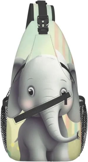 Lovely Elephant Printed Chest Messenger Bag Shoulder Bag Sling Bag