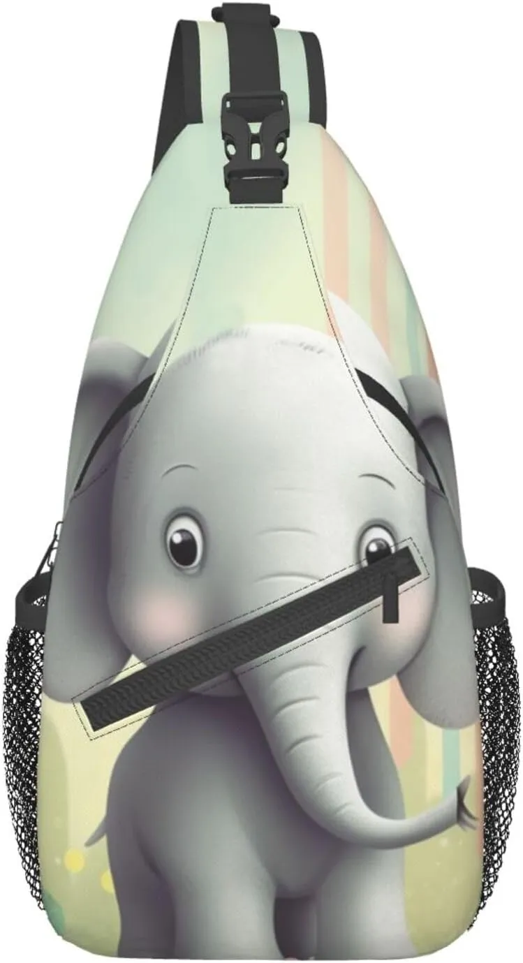 Lovely Elephant Printed Chest Messenger Bag Shoulder Bag Sling Bag