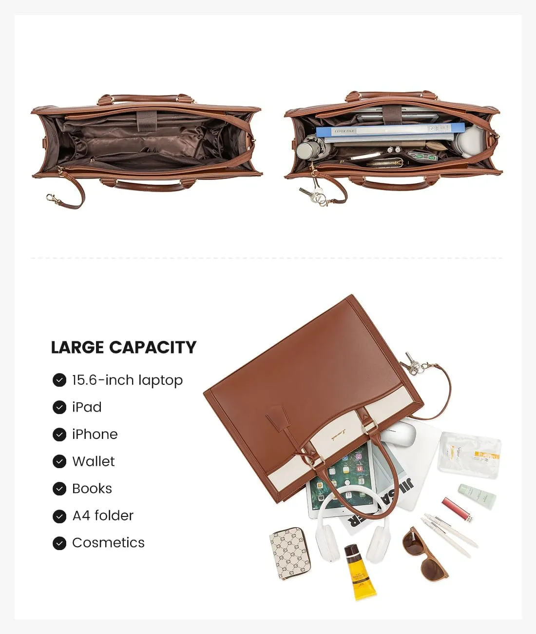 LOVEVOOK Laptop Tote Bag for Women, Office Work Bag Briefcase fit for 15.6 inch Laptop, Large Capacity Teacher Bag Handbag