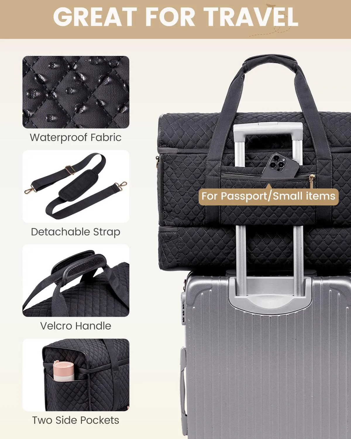 LOVEVOOK Large Travel Duffle Bag, Weekender Bags for Women With Shoe Compartment, Overnight Hospital Bag For Women Labor Delivery, Carry on Bag Personal Item Travel Bag, Yoga Gym Duffel Bag