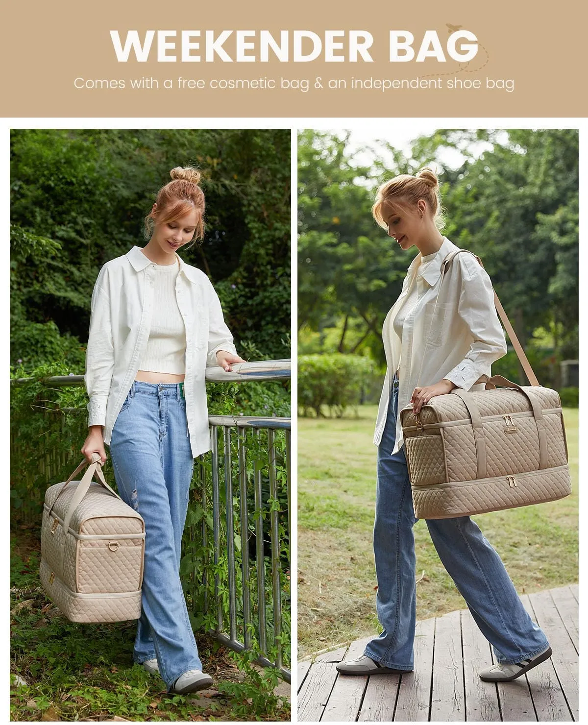LOVEVOOK Large Travel Duffle Bag, Weekender Bags for Women With Shoe Compartment, Overnight Hospital Bag For Women Labor Delivery, Carry on Bag Personal Item Travel Bag, Yoga Gym Duffel Bag