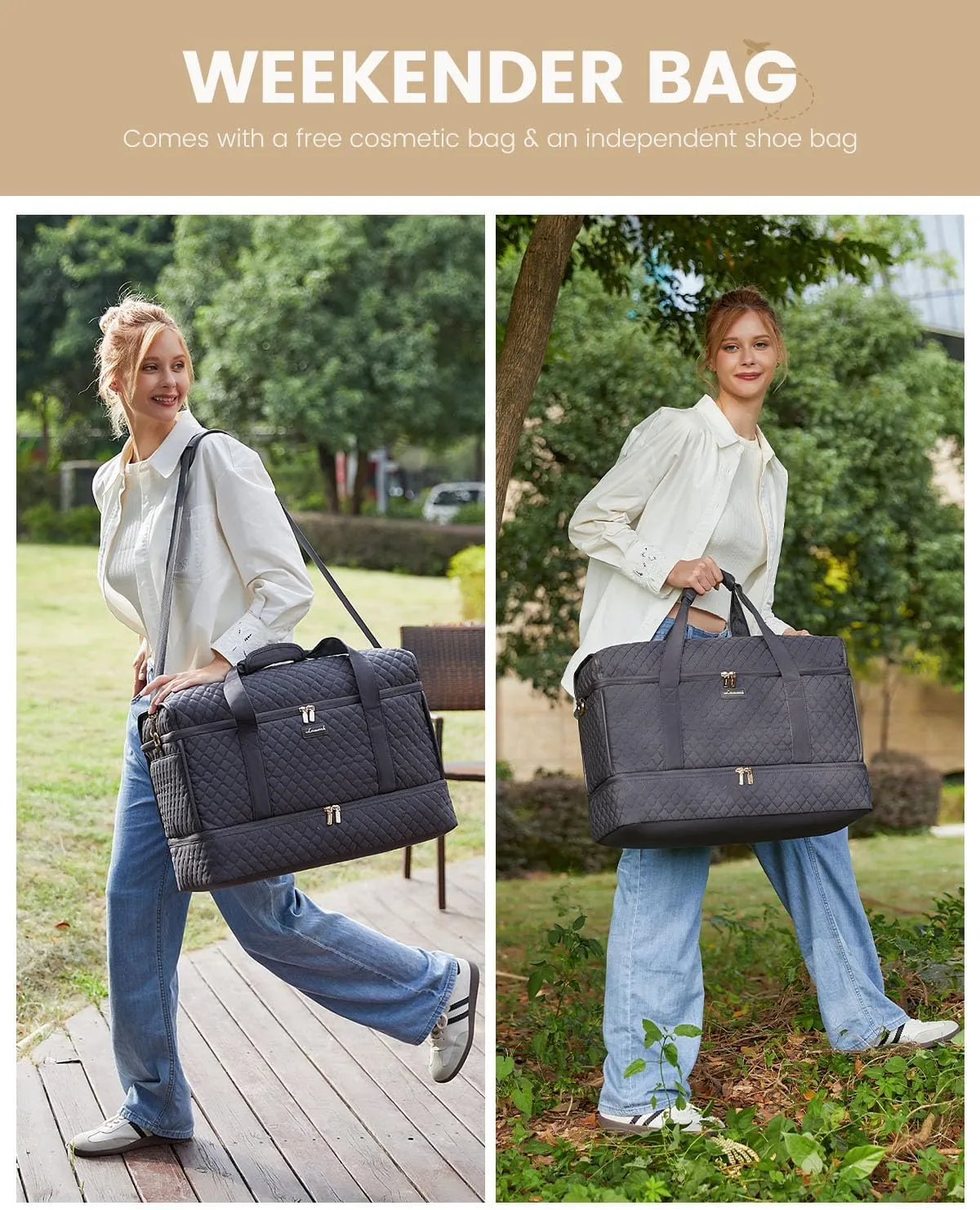 LOVEVOOK Large Travel Duffle Bag, Weekender Bags for Women With Shoe Compartment, Overnight Hospital Bag For Women Labor Delivery, Carry on Bag Personal Item Travel Bag, Yoga Gym Duffel Bag