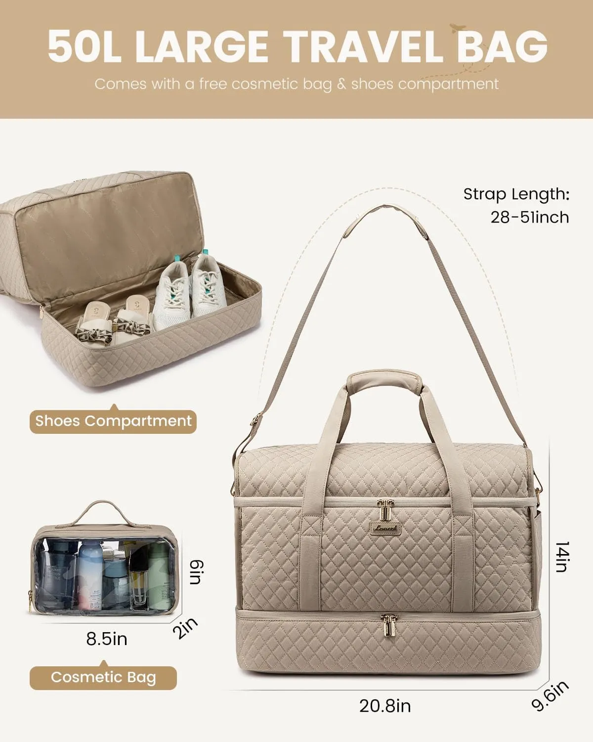 LOVEVOOK Large Travel Duffle Bag, Weekender Bags for Women With Shoe Compartment, Overnight Hospital Bag For Women Labor Delivery, Carry on Bag Personal Item Travel Bag, Yoga Gym Duffel Bag