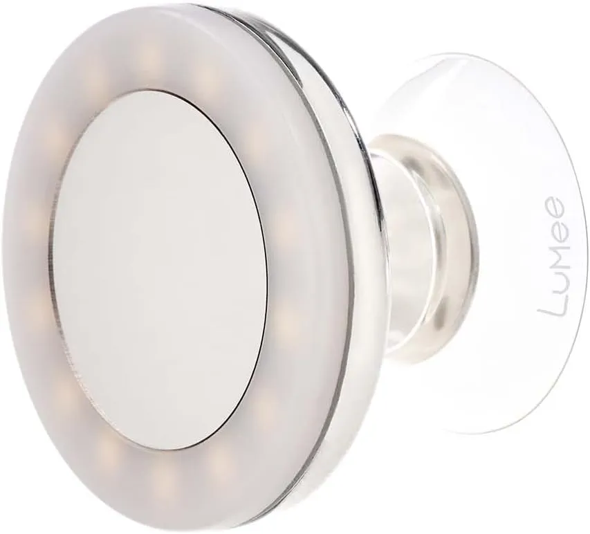 LuMee - Minis - Phone Grip - Cell Phone Holder w/Lightup Grip Mirror - [Removable for Wireless Charging] Suction Cup LED Light Ring for iPhone 16 Pro Max/15 Pro Max/ 14 Pro Max/ 13/ S25 Ultra/ Pixel 9