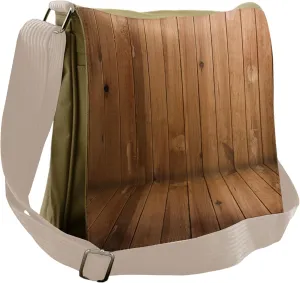 Lunarable Camel Color Messenger Bag, Wooden Planks Interior, Unisex Cross-body