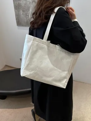 Lushandy PVC Shoulder Bag Kraft Paper Tote Bag for Women Letter Print Tote Handbag Clear PVC Viral Bag For Shopping Travel