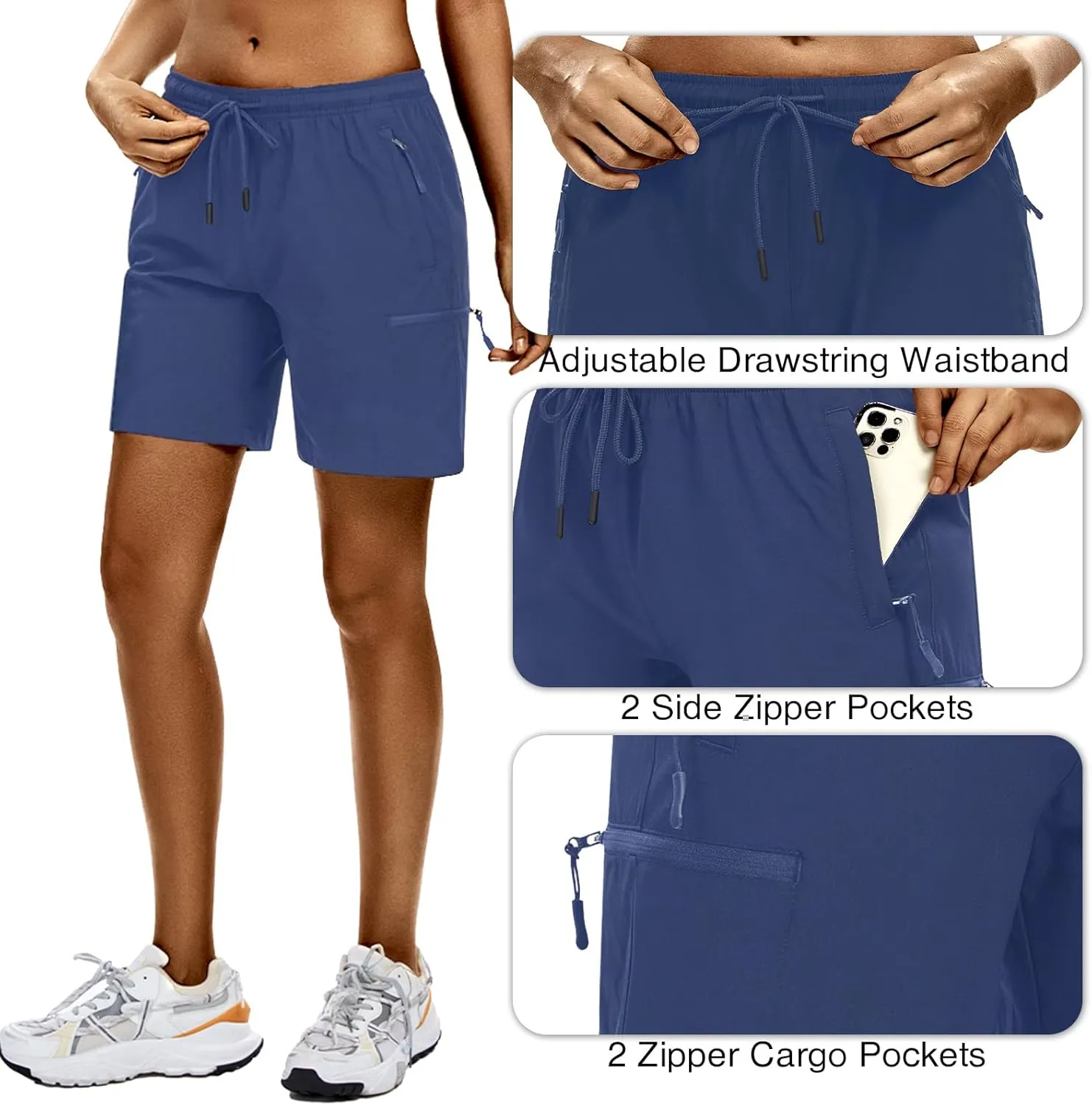 LXNMGO Women's 7" Hiking Shorts Quick Dry Lightweight Cargo Pockets Outdoor Summer Golf Athletic Shorts for Women