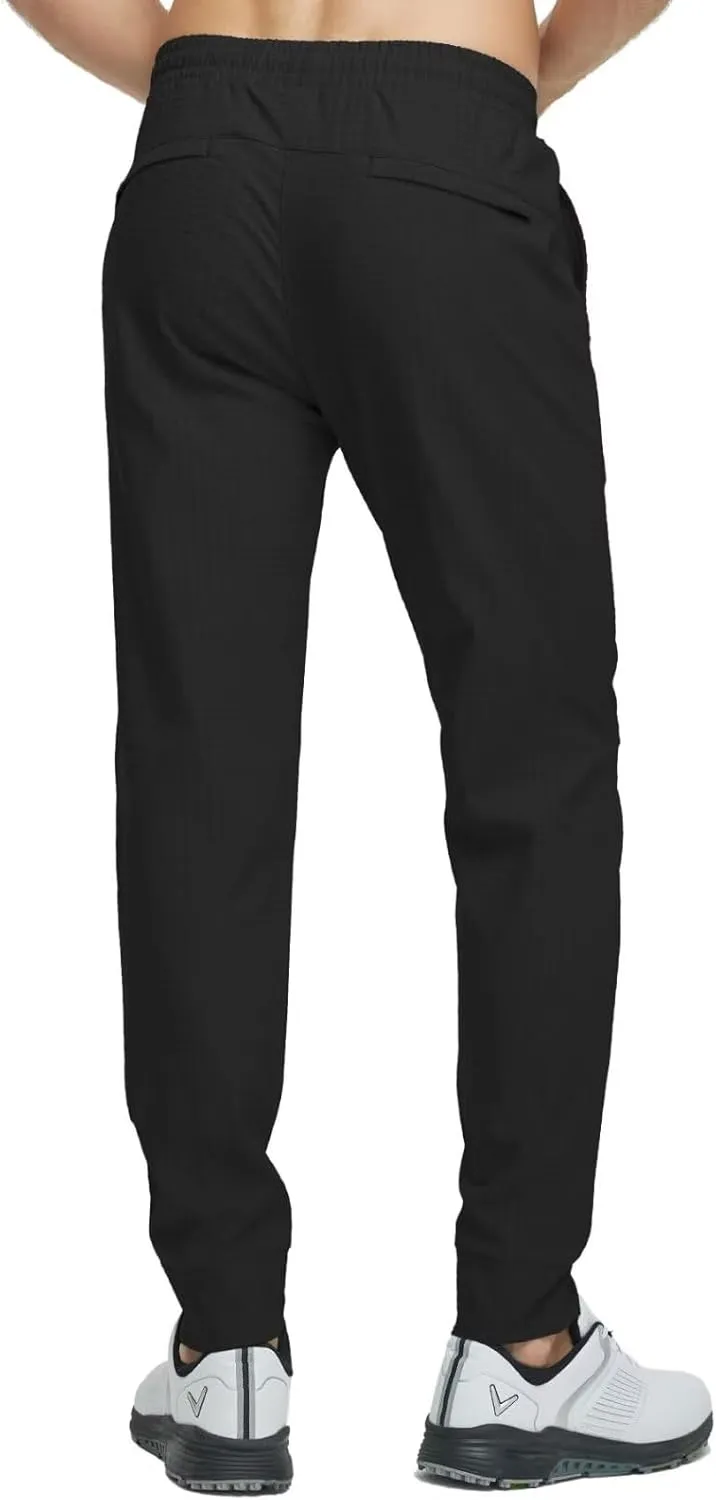 M MAELREG Mens Casual Pants with Zipper Pockets Water-Repellent Micro Fleece Lightweight Activewear Golf Pants for Men