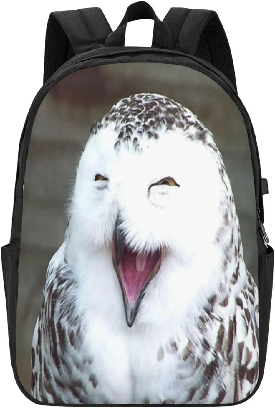 Made Happy Owl Portable Backpack, 17 Inch Travel Business Laptop Backpack With USB Port for Women Men