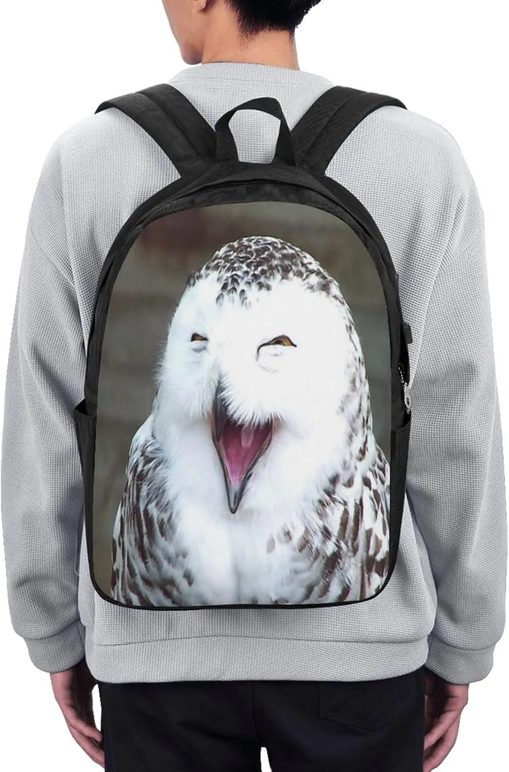 Made Happy Owl Portable Backpack, 17 Inch Travel Business Laptop Backpack With USB Port for Women Men