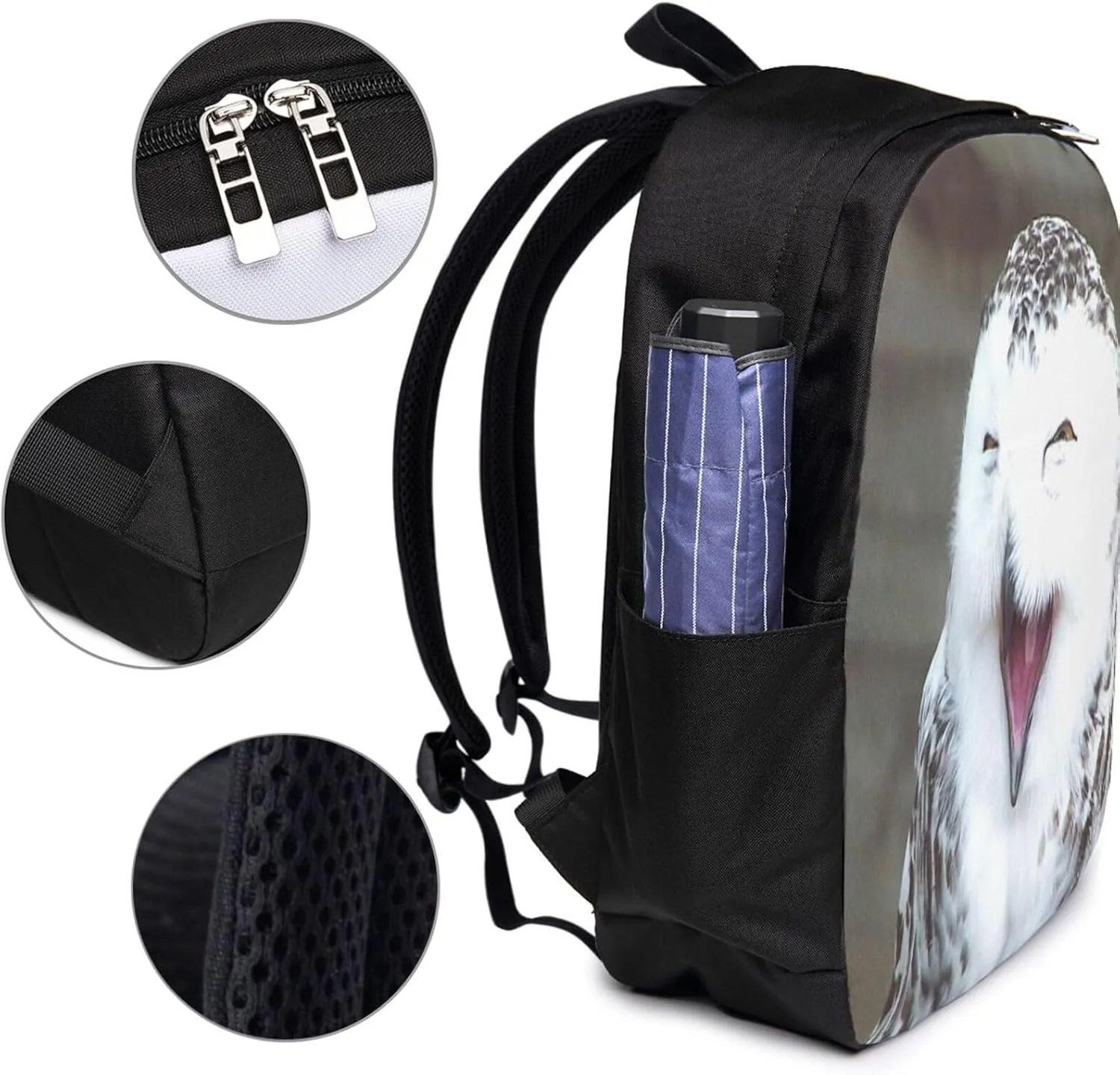Made Happy Owl Portable Backpack, 17 Inch Travel Business Laptop Backpack With USB Port for Women Men