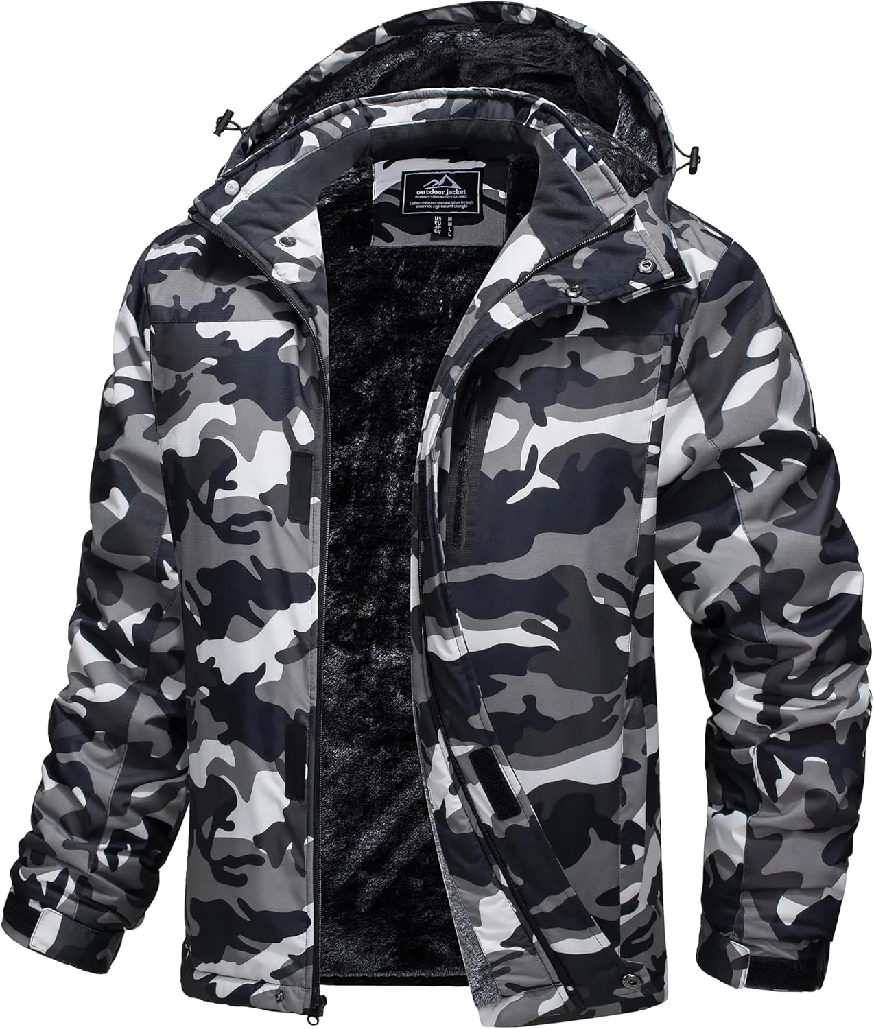 MAGCOMSEN Men's Winter Coats Ski Snow Rain Jackets Water Resistant with Hood Warm Fleece Parka Hiking Fishing Work