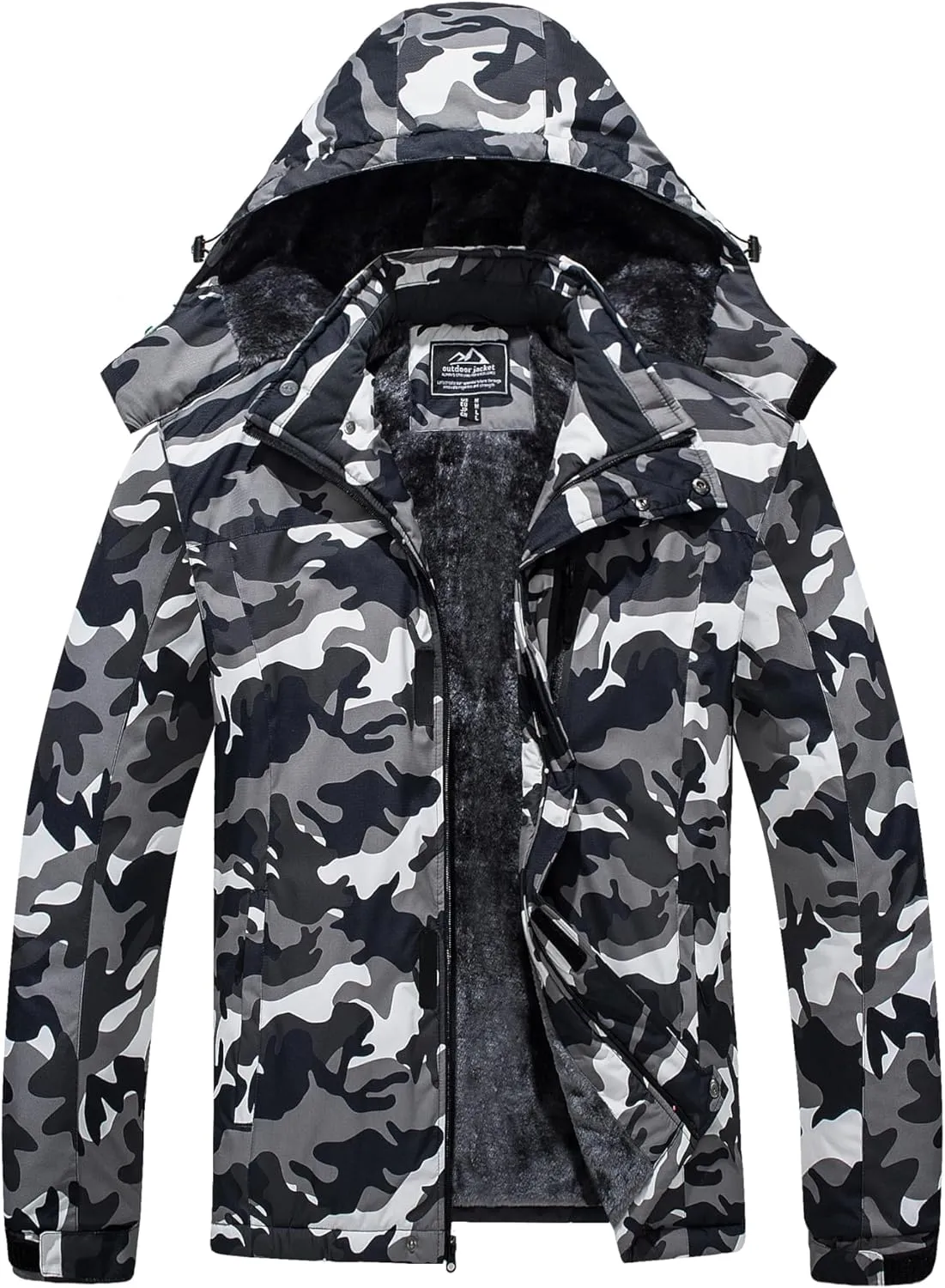 MAGCOMSEN Men's Winter Coats Ski Snow Rain Jackets Water Resistant with Hood Warm Fleece Parka Hiking Fishing Work