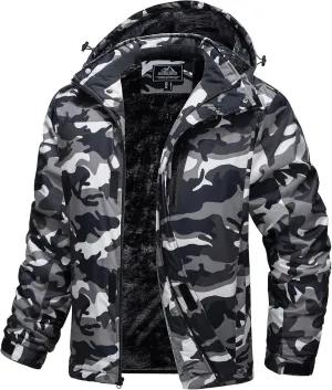MAGCOMSEN Men's Winter Coats Ski Snow Rain Jackets Water Resistant with Hood Warm Fleece Parka Hiking Fishing Work