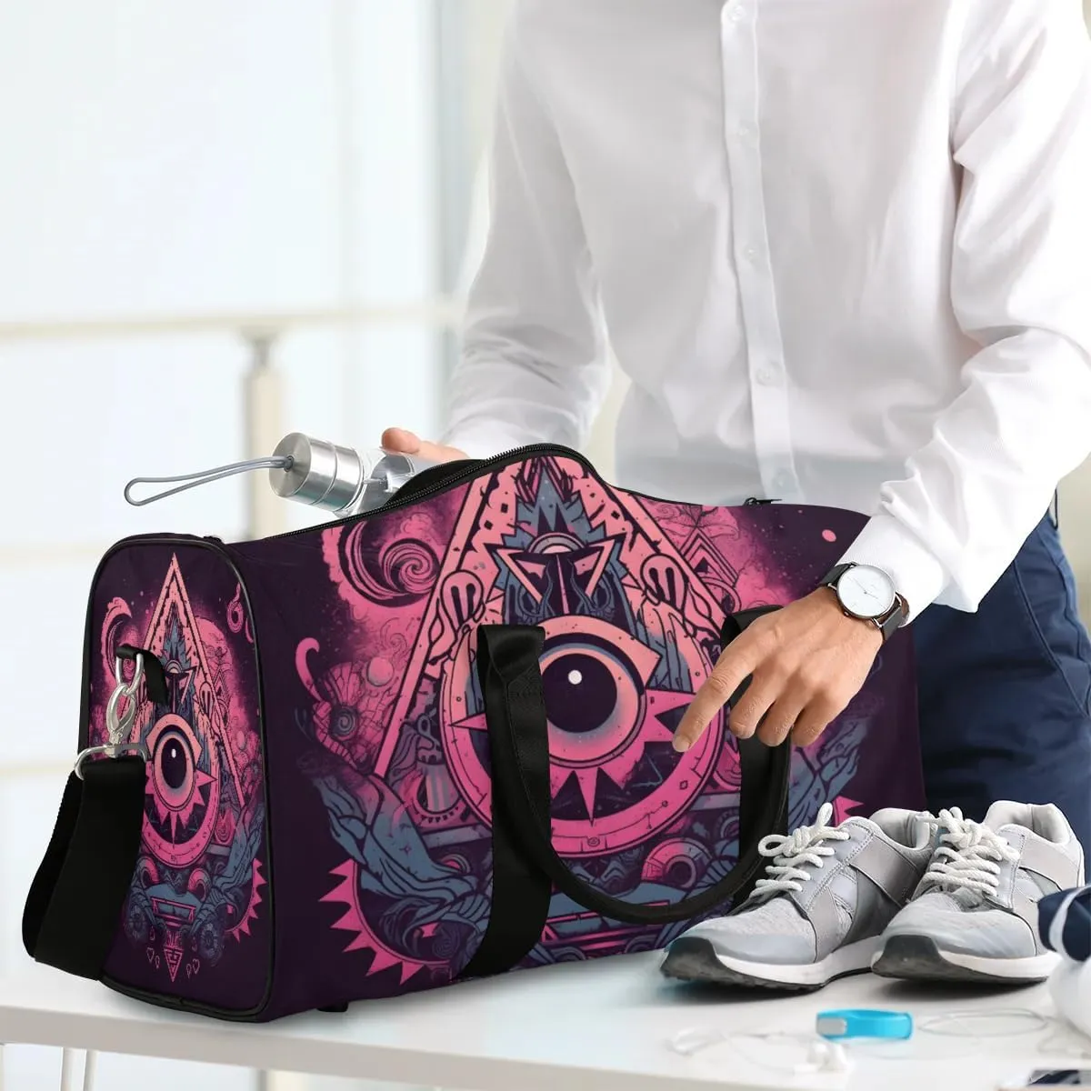 Magic Eyes Travel Duffel Bag for Women Men Waterproof Foldable Overnight Weekender Bag Large Capacity Sports Gym Bag