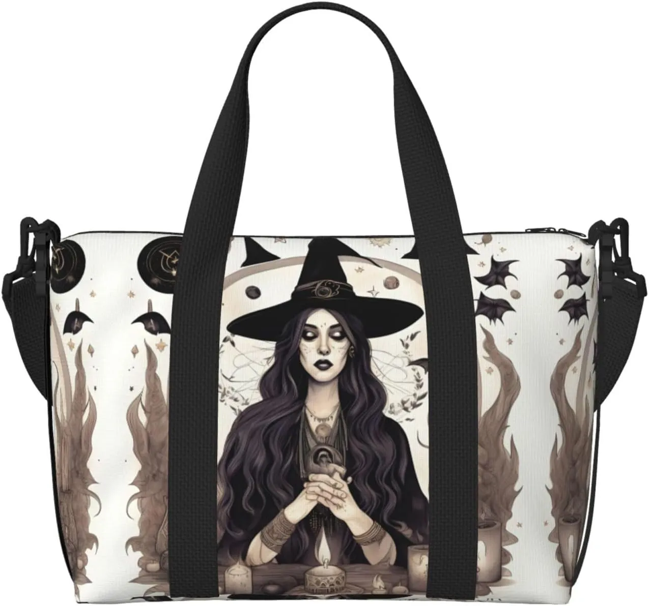 Magic Witch Witchcraft Bohemian Drawing print Travel Duffle Bag,Weekender Bags,Gym Duffel Bag,Luggage Duffle Overnight for Women Men