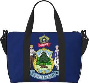 Maine State Flag print Travel Duffel Bag,workout duffel bag, overnight shoulder Bag,Weekender Bag for Women Men