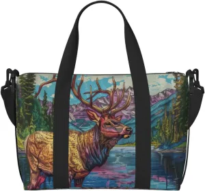 majestic elk with impressive print Travel Duffel Bag, Sports Tote Gym Bag, Swim Pool Bag Large Shoulder Tote Bag for Beach Weekender