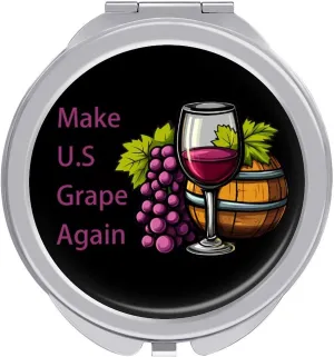 Make U.S Grape Again Wine Compact Makeup Mirror Mini Foldable Cosmetic Mirror Portable Travel Mirror for Purse Pocket