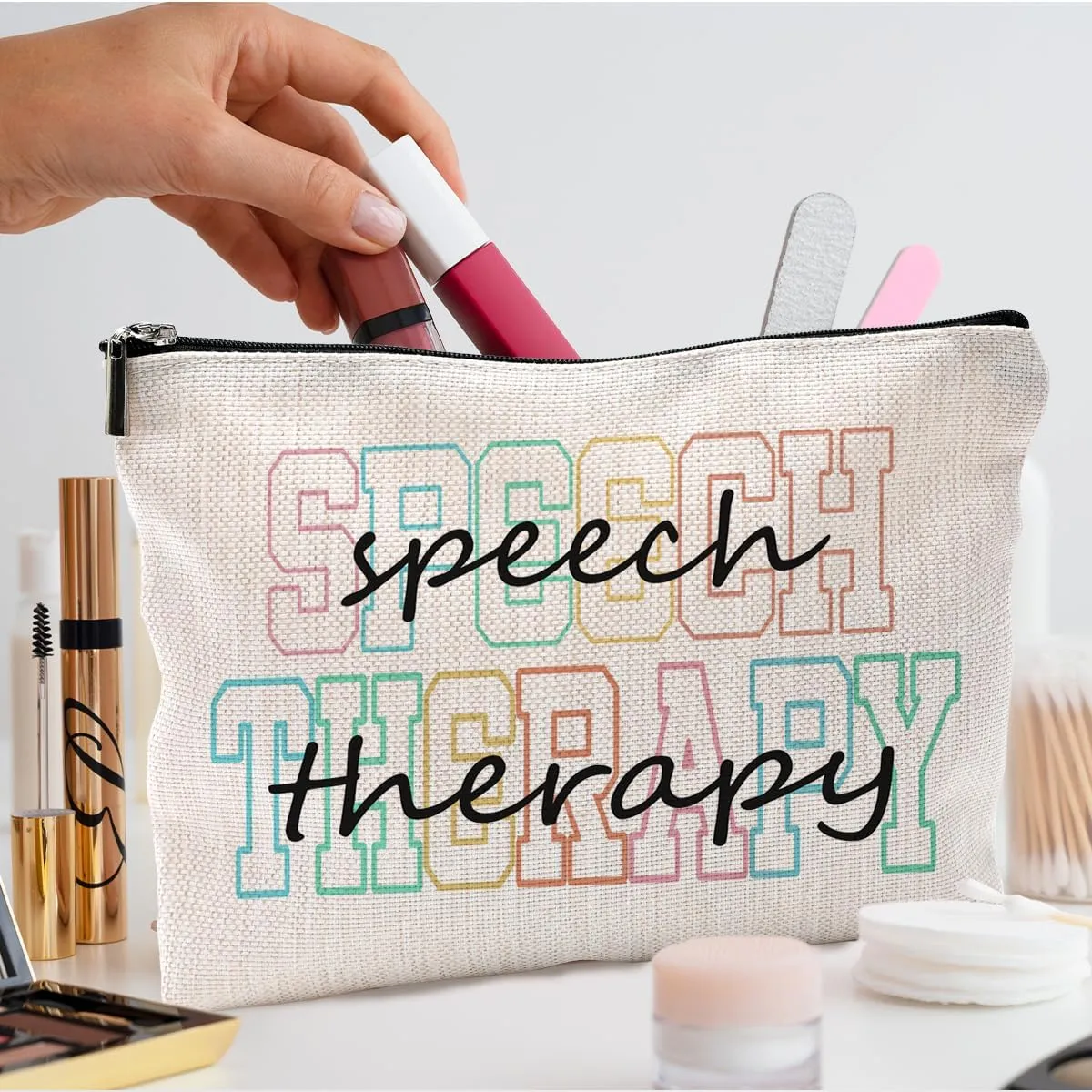 Makeup Bag for Women - Speech Therapist & SLP Gifts, Cosmetic Bag for Purse
