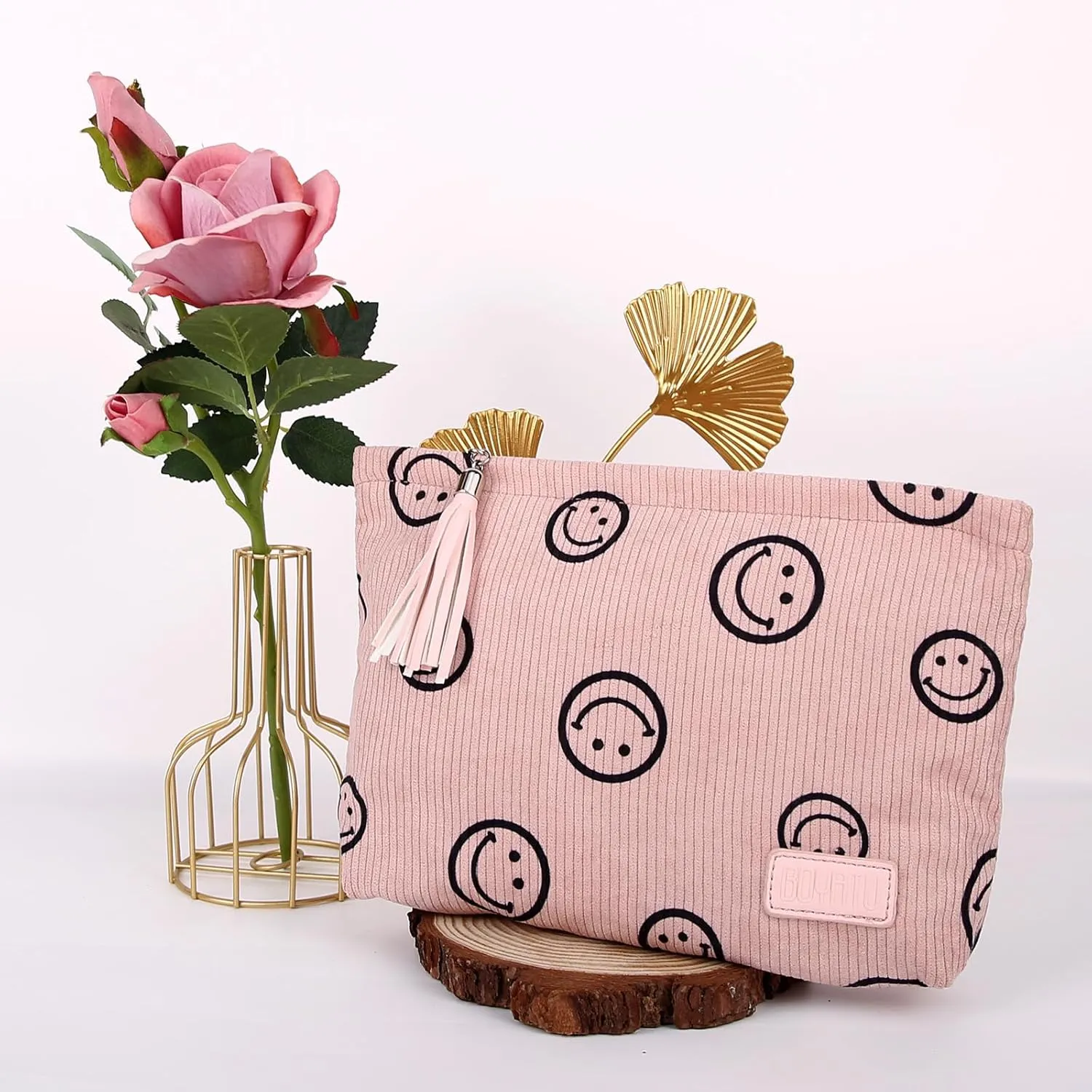 Makeup Bag Small Cosmetic Pouch: Cosmetic Bag for Purse - Cute Make up Bags with Tassel - Gifts for Teen Girl (02-Pink)