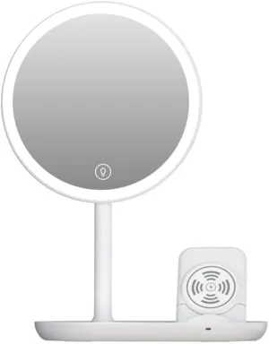 Makeup Mirror Desktop Led Makeup Mirror with Light, Smart Dimming, Make-up Beauty Mirror, Wireless Charging Desktop Vanity Mirror Vanity Mirror(B)