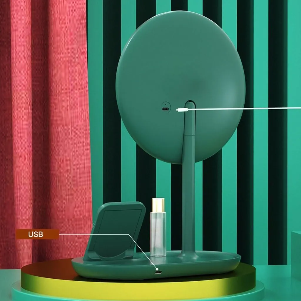 Makeup Mirror Desktop Led Makeup Mirror with Light, Smart Dimming, Make-up Beauty Mirror, Wireless Charging Desktop Vanity Mirror Vanity Mirror(B)