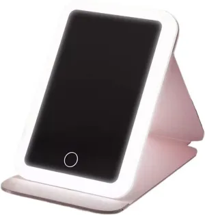 Makeup Mirror Foldable LED Makeup Mirror with Light Supplementary Mirror Portable Desktop Bedroom Makeup Rechargeable Mirror Lighted Makeup Mirror(A)